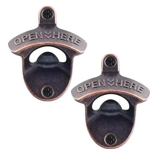 HAIICEN Vintage Copper Wall Mount Bottle Opener 2-Pack | Rustic Beer Cap Opener with Screws thumbnail 1