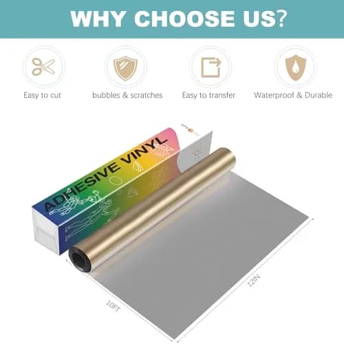 HTVRONT Champagne Gold Matte Vinyl Roll 12" x 10FT (305cm) | Permanent Adhesive for Crafts & Decals thumbnail 4