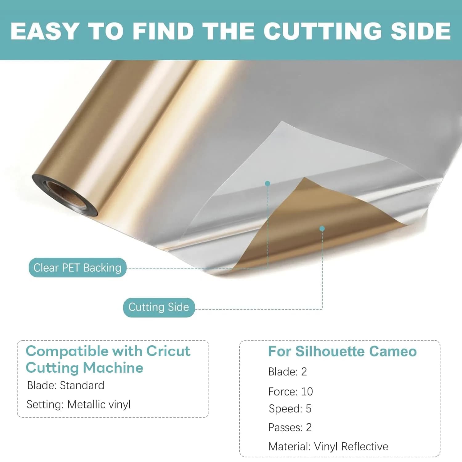 HTVRONT Champagne Gold Matte Vinyl Roll 12" x 10FT (305cm) | Permanent Adhesive for Crafts & Decals - view 3