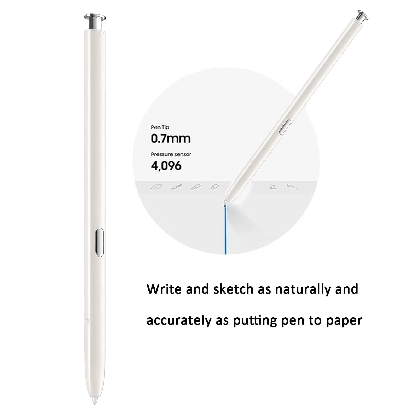 Alovexiong White S Pen Stylus for Samsung Galaxy Note 10 & Note 10+ | 4096 Pressure Levels - view 4