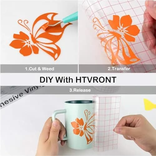 HTVRONT Glossy Orange Permanent Vinyl Roll 3.65m (12" x 14FT) | Easy Cut, Weed & Transfer for Crafts thumbnail 5