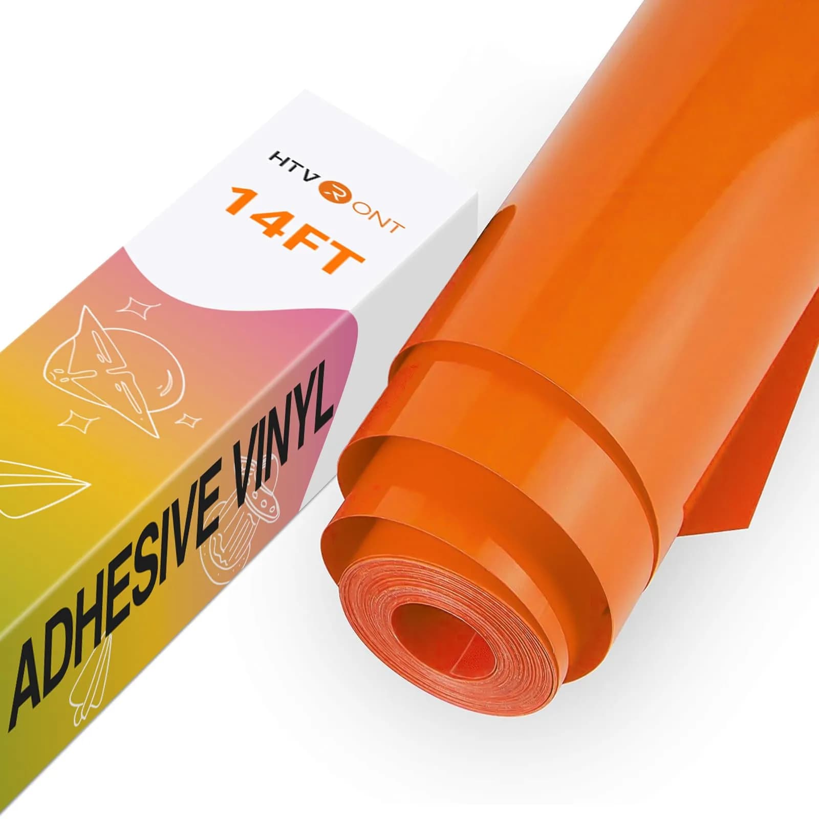 HTVRONT Glossy Orange Permanent Vinyl Roll 3.65m (12" x 14FT) | Easy Cut, Weed & Transfer for Crafts - main product image