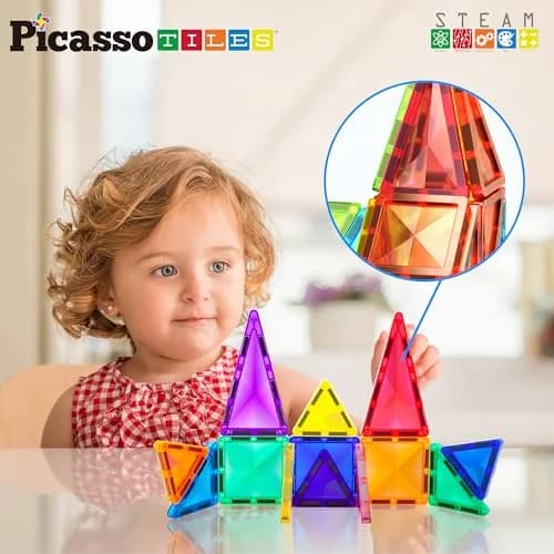 PicassoTiles Mini Diamond Series Magnet Building Blocks Toy Set 13pcs | Portable STEM Learning Kit for Kids 3+ thumbnail 4