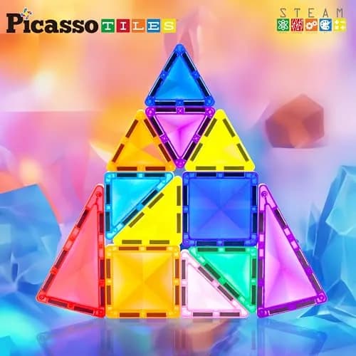 PicassoTiles Mini Diamond Series Magnet Building Blocks Toy Set 13pcs | Portable STEM Learning Kit for Kids 3+ thumbnail 2