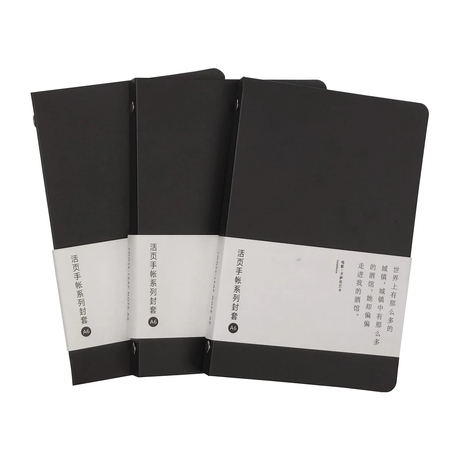 xingtingyu Storage Binder Cover 6-Ring 9-Ring PVC | Refillable Notebook for Office & School — Black