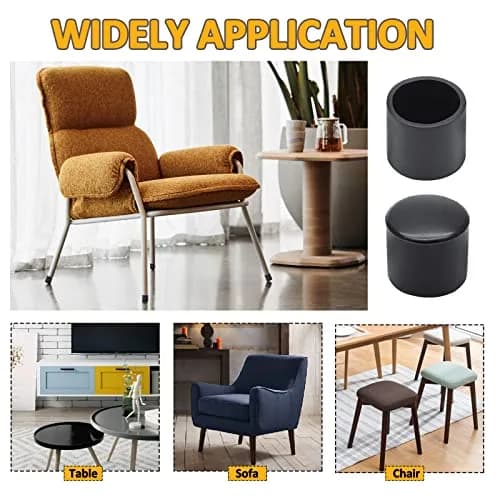 Auvotuis Black PVC Chair Leg Tips 19mm (0.75 Inch) | 32Pcs Round Floor Protectors for Hardwood thumbnail 6