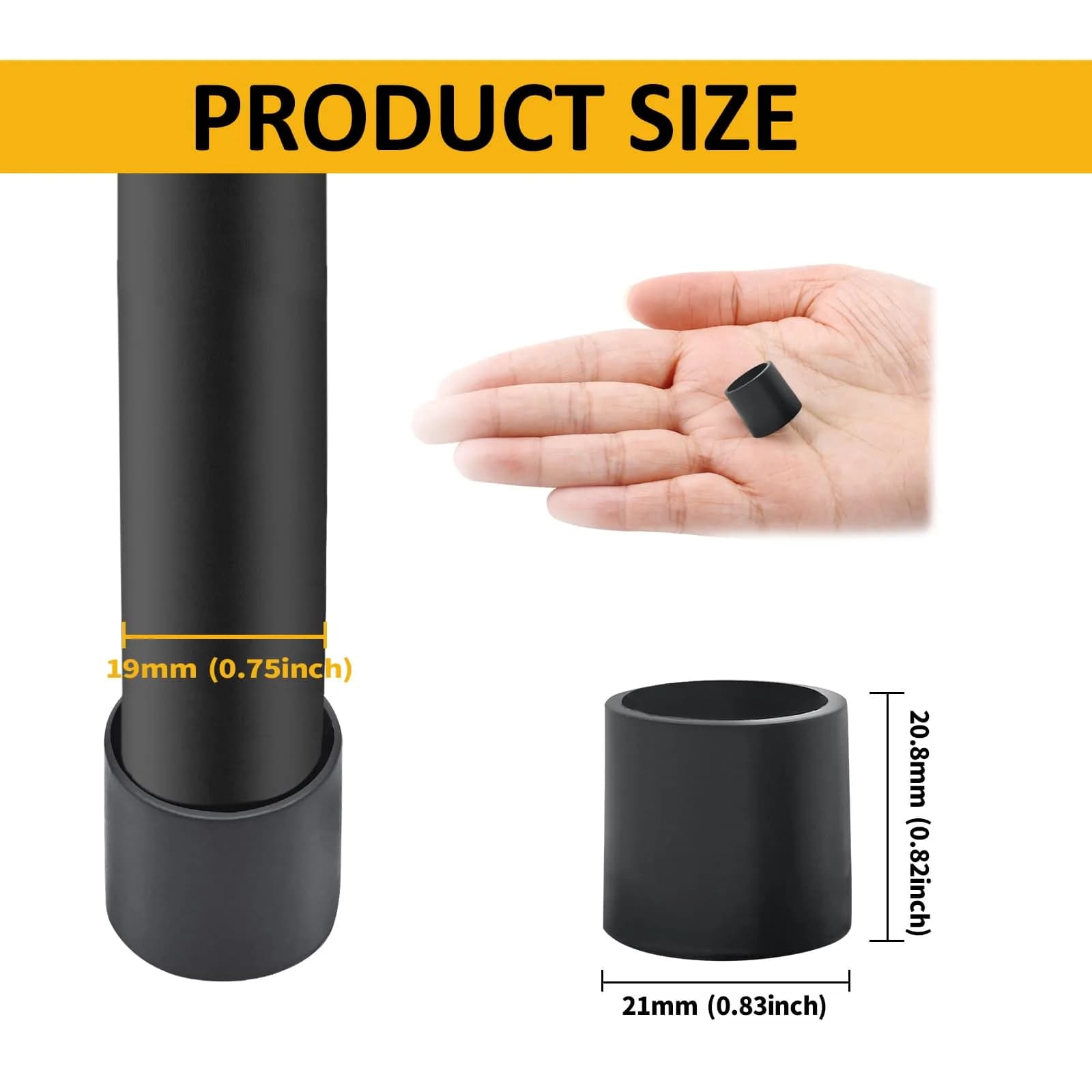 Auvotuis 32Pcs Black PVC Chair Leg Caps - 3/4 Inch (19mm) Floor Protectors - view 2