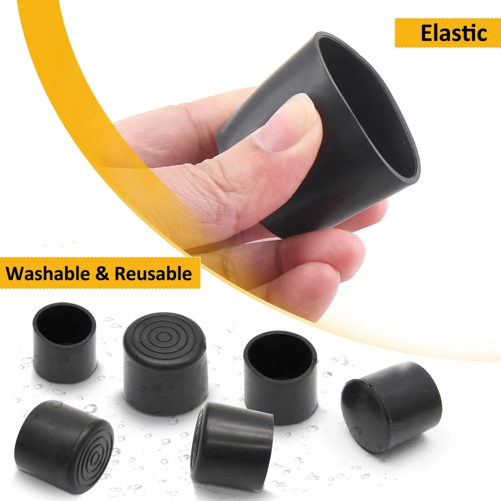 Auvotuis 32Pcs 7/8 Inch (22mm) Black PVC Chair Leg Caps | Protect Floors & Reduce Noise - view 3