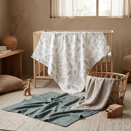 LYRICHOM BABY Muslin Swaddle Blankets 3 Pack | Breathable Organic Cotton for Newborns thumbnail 7