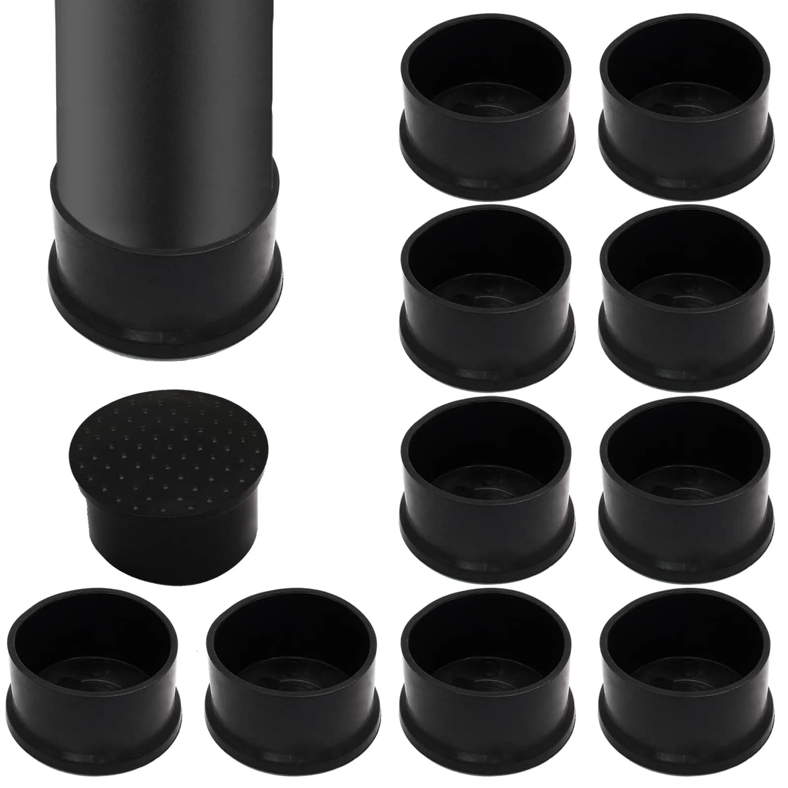 Auvotuis Black PVC Chair Leg Tips 48mm (1.89 Inch) | Protects Floors & Reduces Noise - main product image