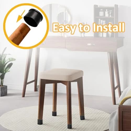 Auvotuis Black PVC Chair Leg Tips 48mm (1.89 Inch) | Protects Floors & Reduces Noise thumbnail 4
