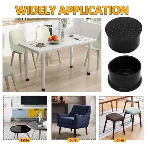 Auvotuis Black PVC Chair Leg Tips 48mm (1.89 Inch) | Protects Floors & Reduces Noise thumbnail 6