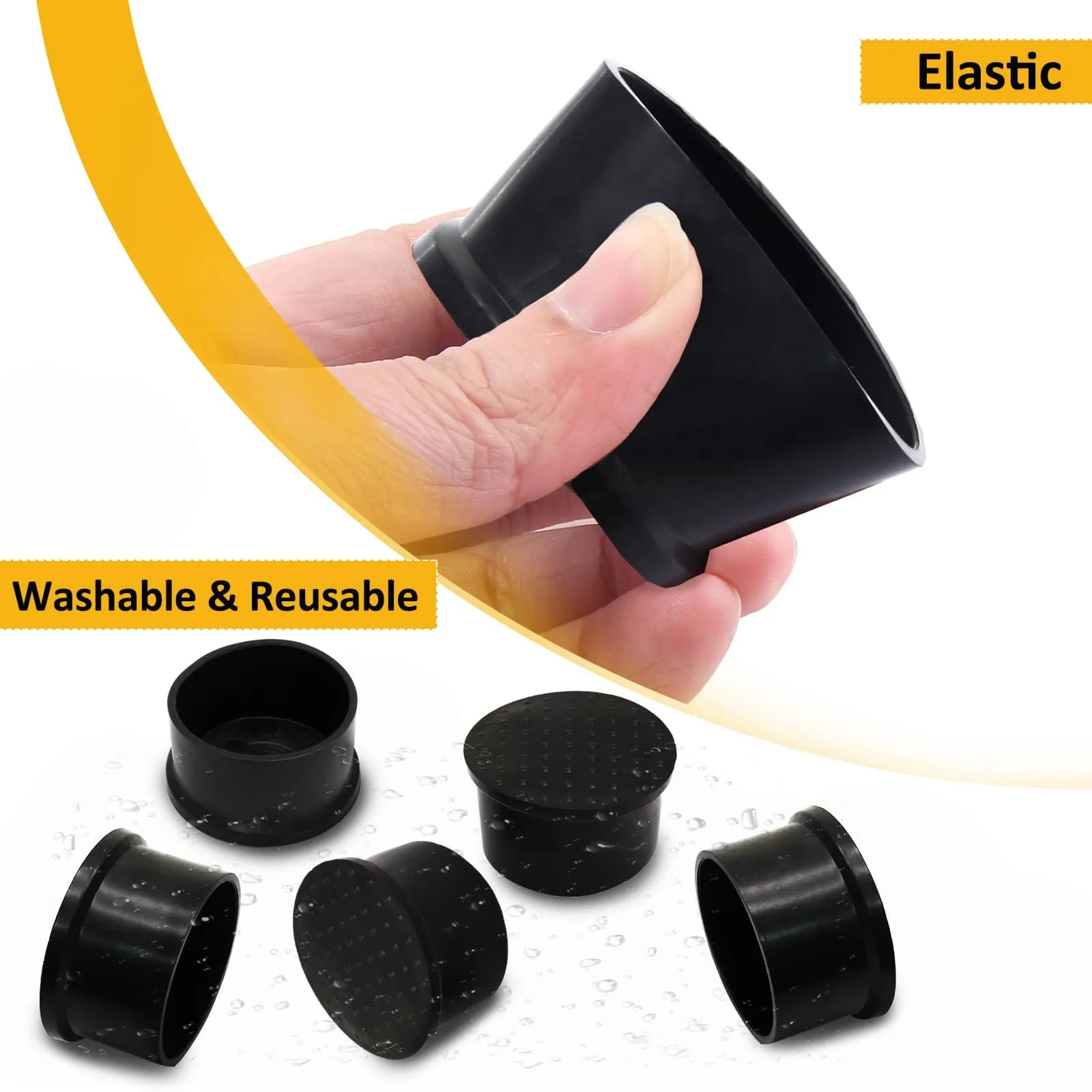 Auvotuis Black PVC Chair Leg Tips 48mm (1.89 Inch) | Protects Floors & Reduces Noise - view 3