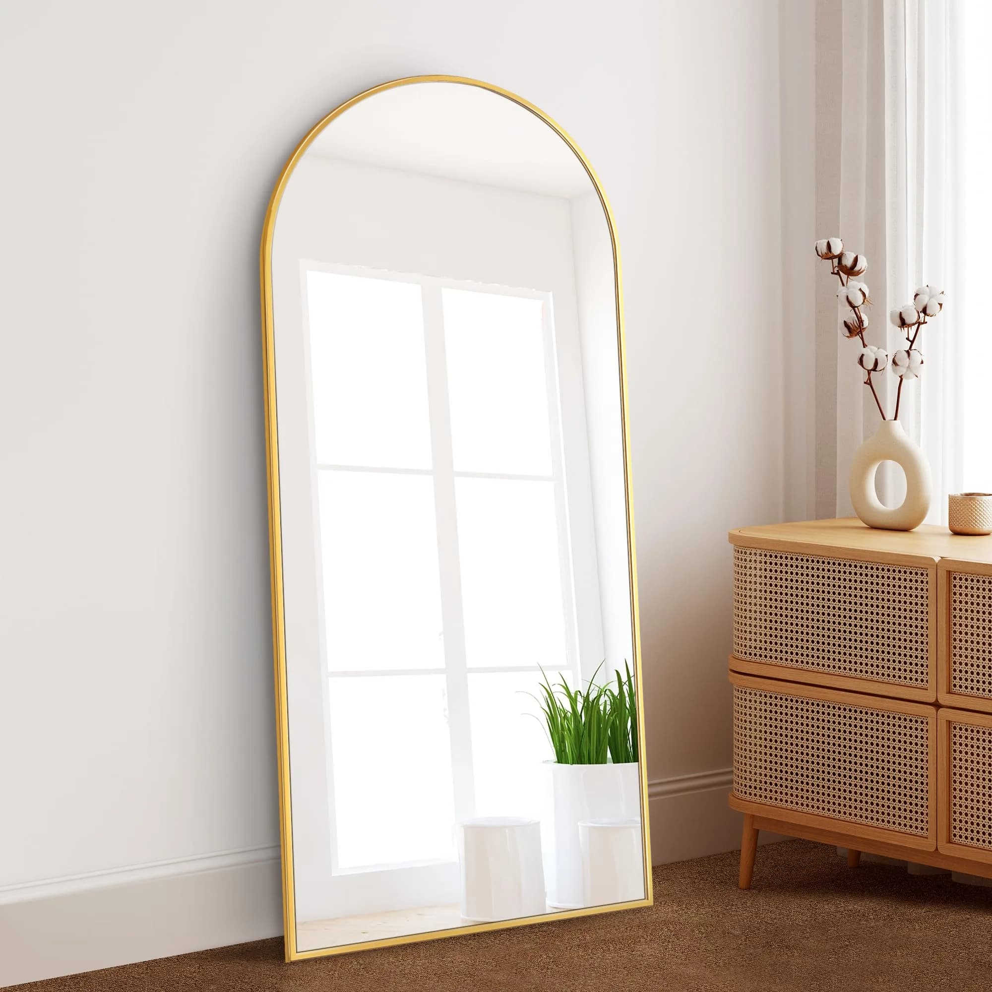 Dolonm 65x22 Inch Arch Full Length Mirror | Modern Standing Floor Mirror for Living Room & Bedroom