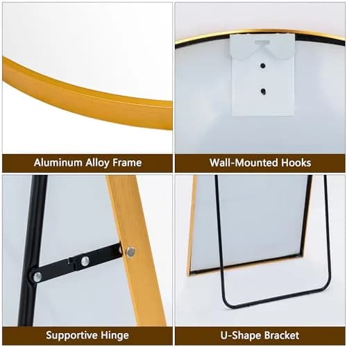 Dolonm 65x22 Inch Arch Full Length Mirror | Modern Standing Floor Mirror for Living Room & Bedroom thumbnail 4