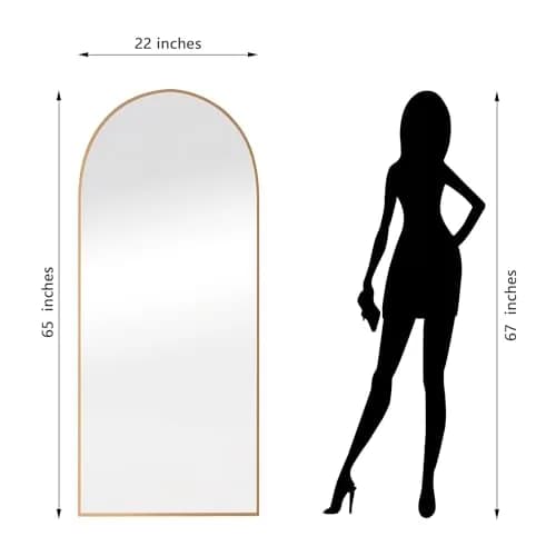Dolonm 65x22 Inch Arch Full Length Mirror | Modern Standing Floor Mirror for Living Room & Bedroom thumbnail 3