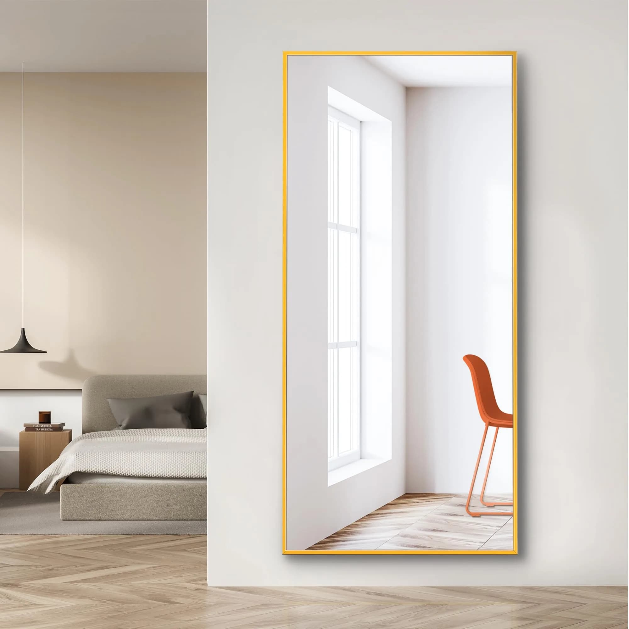 Dolonm 65x22 Inch Full Length Mirror | Modern Standing Floor Mirror for Living Room, Bedroom, Bathroom, Hallway, Gold Frame - main product image