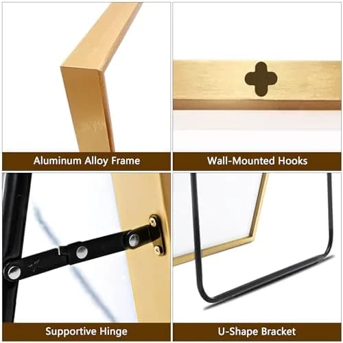 Dolonm 65x22 Inch Full Length Mirror | Modern Standing Floor Mirror for Living Room, Bedroom, Bathroom, Hallway, Gold Frame thumbnail 4