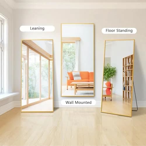 Dolonm 65x22 Inch Full Length Mirror | Modern Standing Floor Mirror for Living Room, Bedroom, Bathroom, Hallway, Gold Frame thumbnail 6