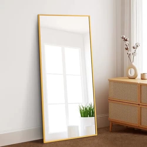 Dolonm 65x22 Inch Full Length Mirror | Modern Standing Floor Mirror for Living Room, Bedroom, Bathroom, Hallway, Gold Frame thumbnail 2