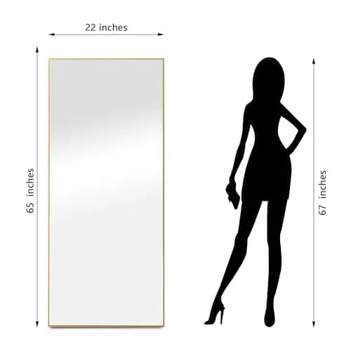 Dolonm 65x22 Inch Full Length Mirror | Modern Standing Floor Mirror for Living Room, Bedroom, Bathroom, Hallway, Gold Frame thumbnail 3