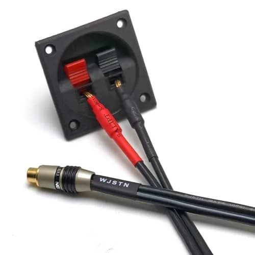 WJSTN RCA Speaker Adapter - 6 Inch Flex Pin Banana Plugs to RCA Female Audio Cable | Heavy Duty, 2 Pack thumbnail 6