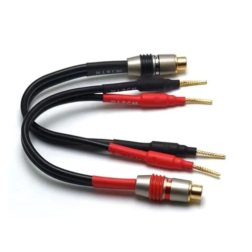 WJSTN RCA Speaker Adapter - 6 Inch Flex Pin Banana Plugs to RCA Female Audio Cable | Heavy Duty, 2 Pack thumbnail 2