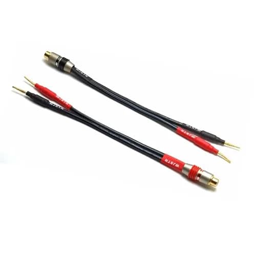 WJSTN RCA Speaker Adapter - 6 Inch Flex Pin Banana Plugs to RCA Female Audio Cable | Heavy Duty, 2 Pack thumbnail 3