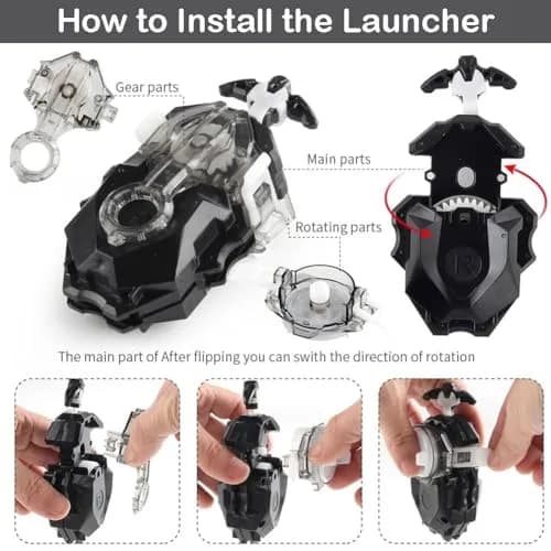 Battbeyle Black Spinning Toy Top Launcher and Grip Set | ASTM-Tested for Safe Play thumbnail 3