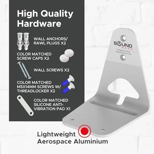 Sound Bass ERA300 Wall Mount Bracket Twin Pack White | Low Profile Space Saving Design thumbnail 5