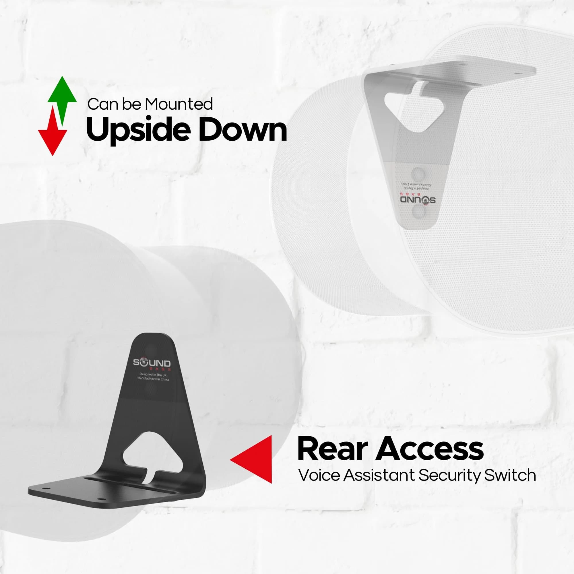 Sound Bass ERA300 Wall Mount Bracket Twin Pack White | Low Profile Space Saving Design - view 7