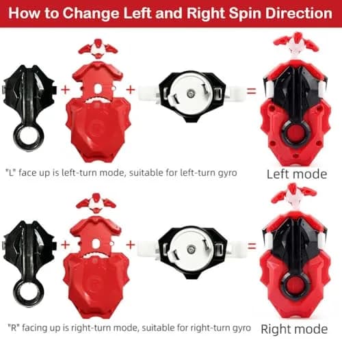 Battbeyle Red Spinning Toy Top Launcher and Grip Set | ASTM-Tested for Kids 6+ thumbnail 3