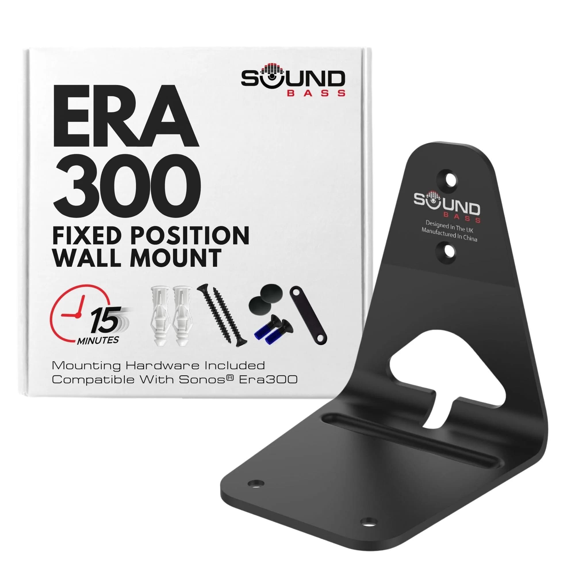 Sound Bass ERA300 Wall Mount Bracket Black Single Unit | Low Profile Mount for Sonos ERA 300 Speaker - main product image