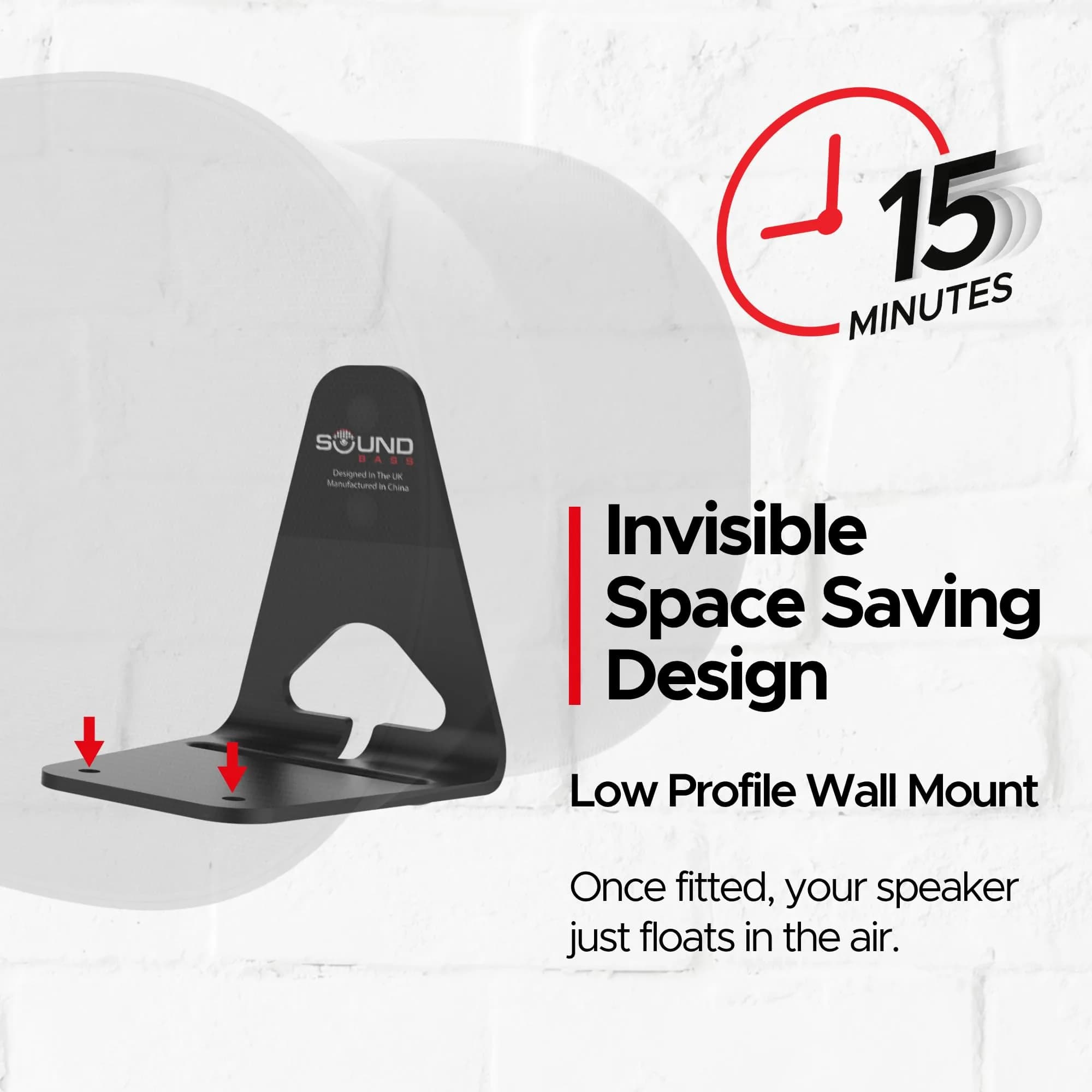 Sound Bass ERA300 Wall Mount Bracket Black Single Unit | Low Profile Mount for Sonos ERA 300 Speaker - view 3
