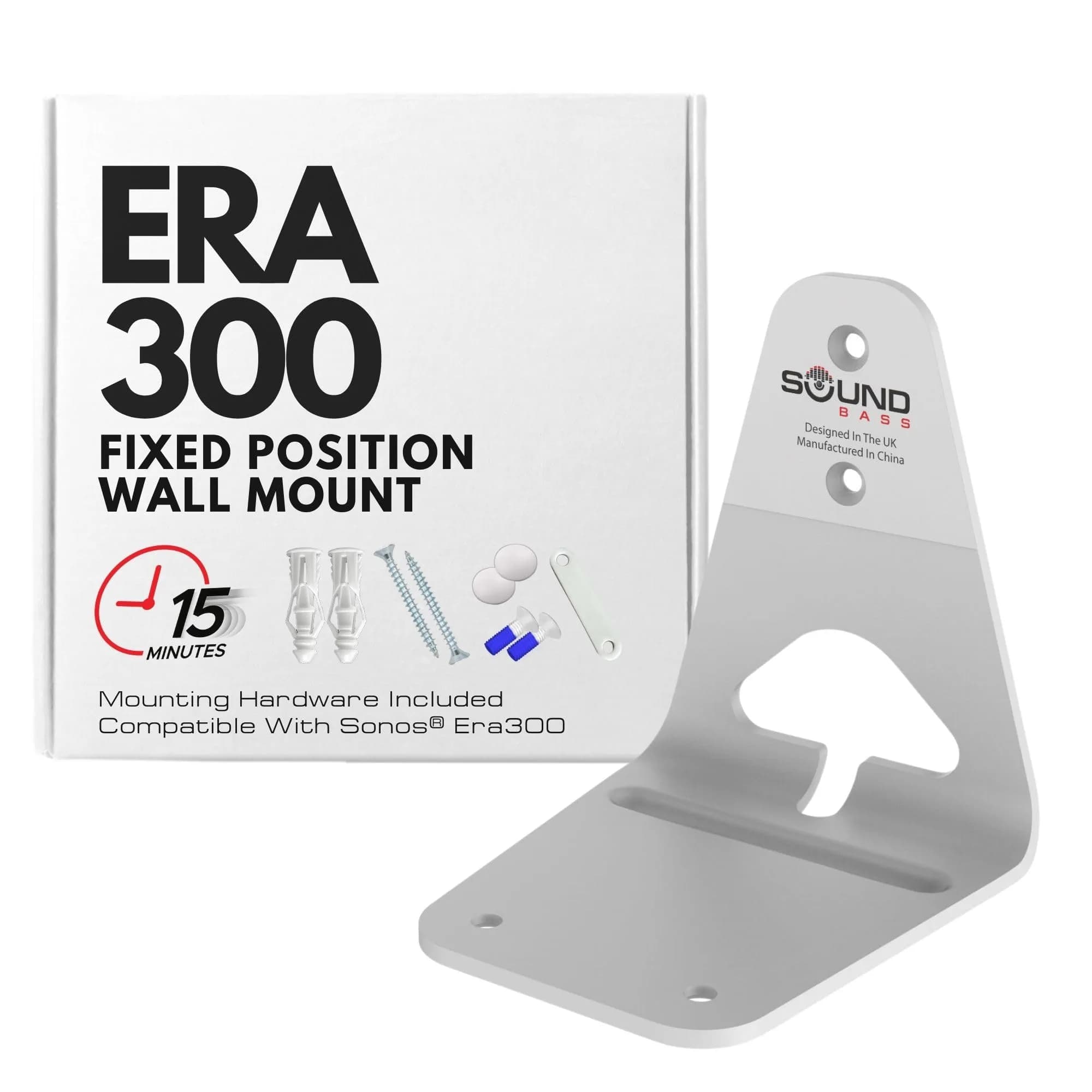 Sound Bass ERA300 Wall Mount Bracket White Single Unit | Low Profile Design for Sonos ERA 300 Speaker - main product image