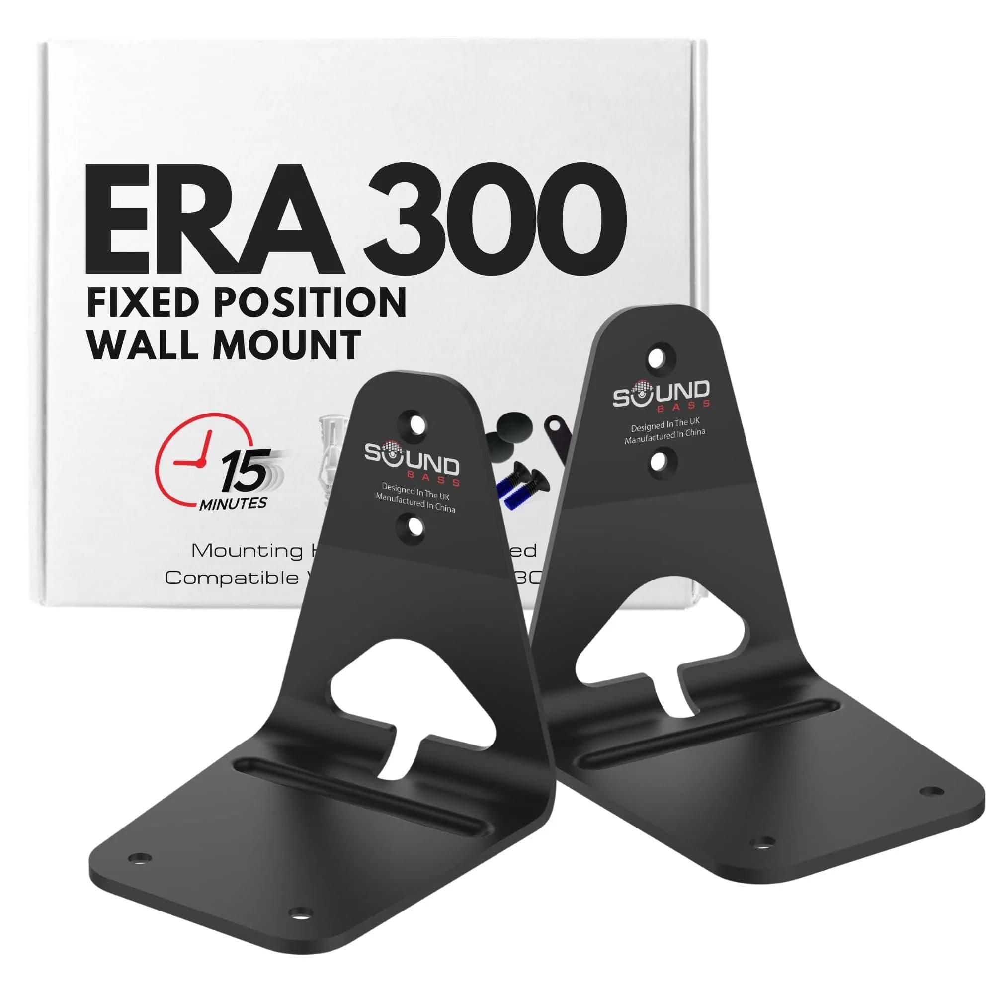 Sound Bass ERA300 Wall Mount Bracket Twin Pack (2pcs) | Low Profile Black Mounts for Sonos Era 300 Speakers - main product image