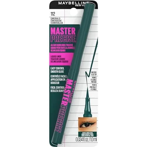 MAYBELLINE Master Precise All Day Liquid Eyeliner Emerald Green 0.342 fl oz (10.1 ml) | Waterproof Up to 30HR Wear thumbnail 9