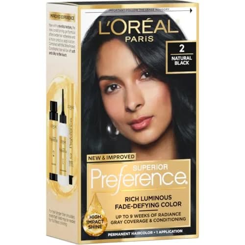 L'Oreal Paris Superior Preference Natural Black 2 Permanent Hair Color Kit thumbnail 1