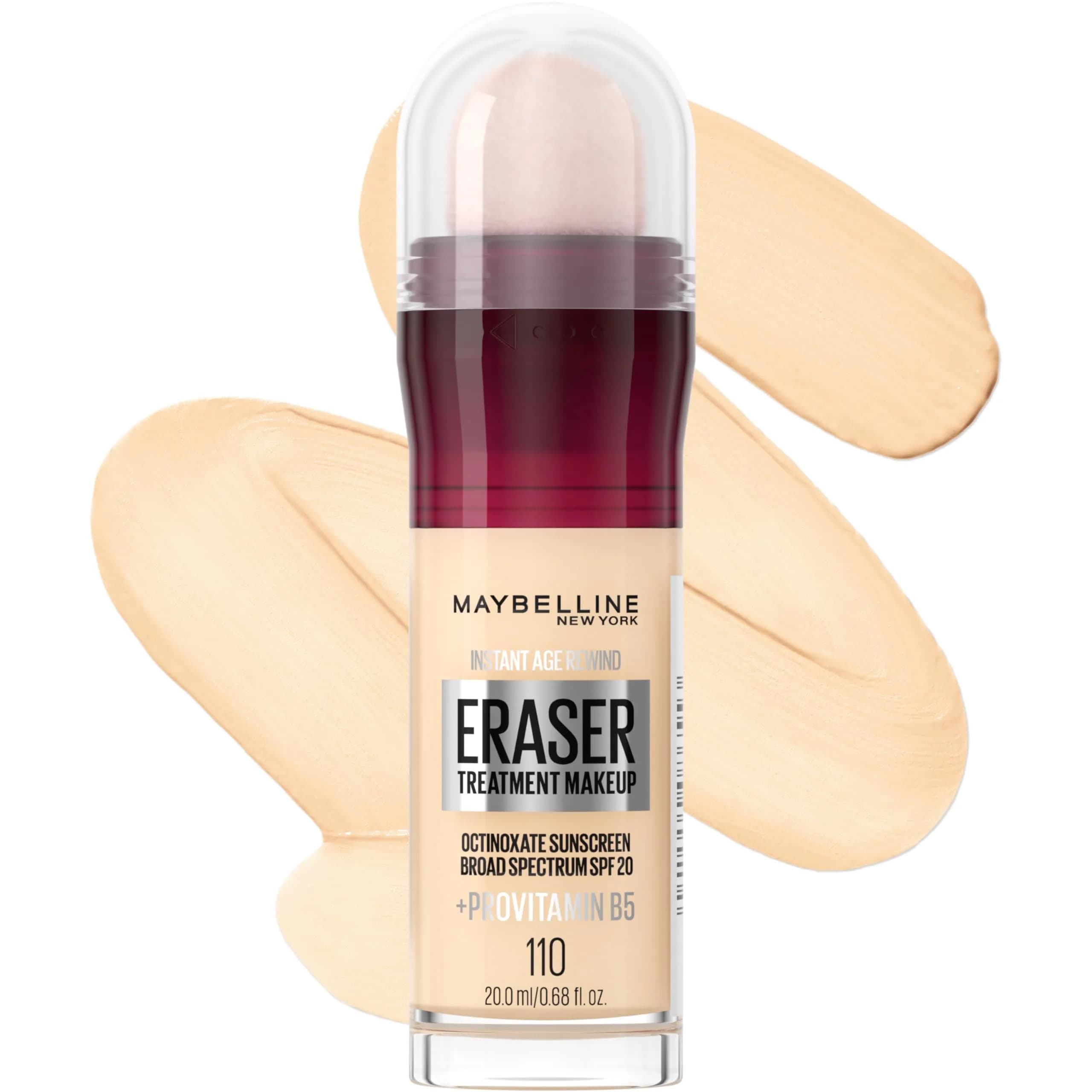 Maybelline Instant Age Rewind Eraser Foundation SPF 20, 0.68 fl oz (20 ml) | Blurs Signs of Aging & Fine Lines - main product image