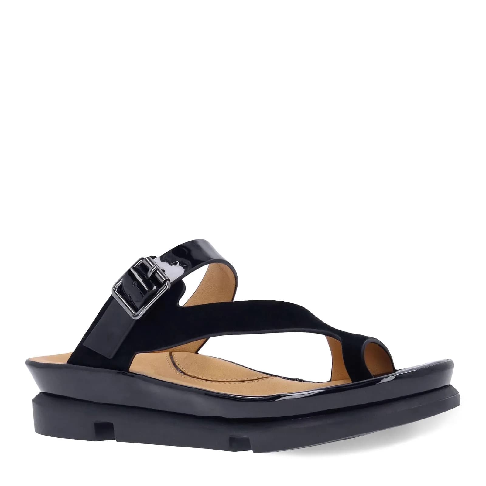 L'Amour des Pieds Alanza Black Women's Sandal 9 Medium | Leather, Memory Foam Insole, Flatform Heel - main product image