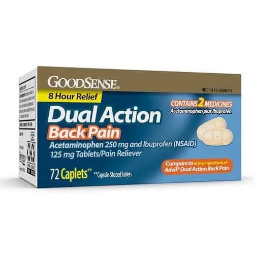 GoodSense Dual Action Back Pain, Ibuprofen 125 mg | 8-Hour Relief for Adults & Children 12+ Gluten Free thumbnail 1