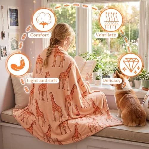 UOFON Giraffe Blanket 50" x 60" | Glow in The Dark Animal Throw for Kids & Adults thumbnail 4