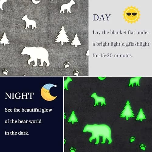 UOFON Glow Bear Throw Blanket 127x152 cm (50x60 inches) | Soft Plush Flannel for Kids & Women thumbnail 6