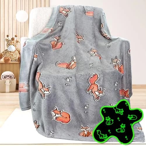 UOFON Glow Fox Blanket 127x152 cm (50 x 60 inches) | Soft Plush Fleece Throw for Kids and Adults thumbnail 1