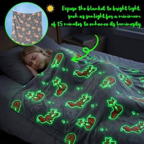 UOFON Glow Fox Blanket 127x152 cm (50 x 60 inches) | Soft Plush Fleece Throw for Kids and Adults thumbnail 3