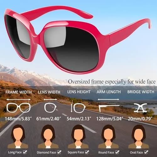 Joopin B24-Peony Red/Black Oversized Butterfly Sunglasses for Women | Polarized UV400 Protection thumbnail 4