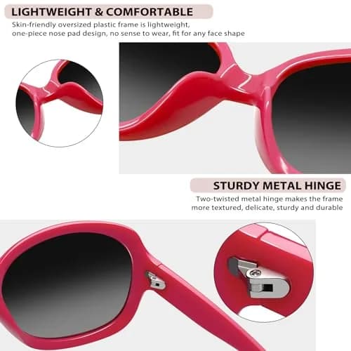 Joopin B24-Peony Red/Black Oversized Butterfly Sunglasses for Women | Polarized UV400 Protection thumbnail 3