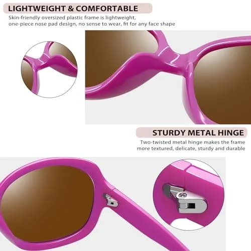 Joopin Oversized Butterfly Sunglasses for Women - Bright Purple with Brown Polarized Lenses thumbnail 3