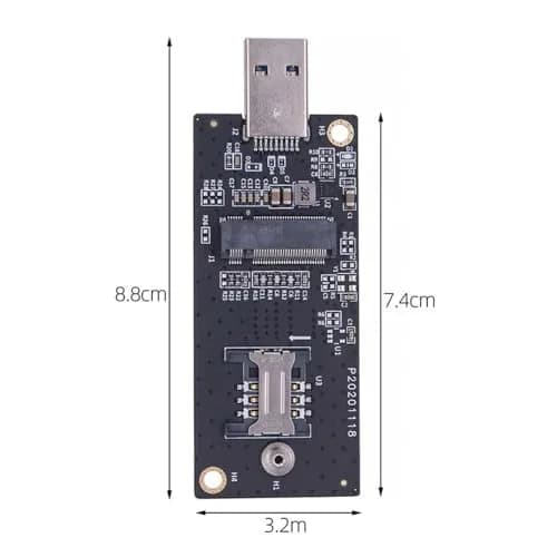 Xiwai M.2 Key-B NGFF WWAN to USB 3.0 Riser Card Adapter with SIM Slot for 3G/4G/5G LTE Wireless Modules (10cm x 10cm x 1cm) thumbnail 8