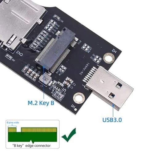 Xiwai M.2 Key-B NGFF WWAN to USB 3.0 Riser Card Adapter with SIM Slot for 3G/4G/5G LTE Wireless Modules (10cm x 10cm x 1cm) thumbnail 3